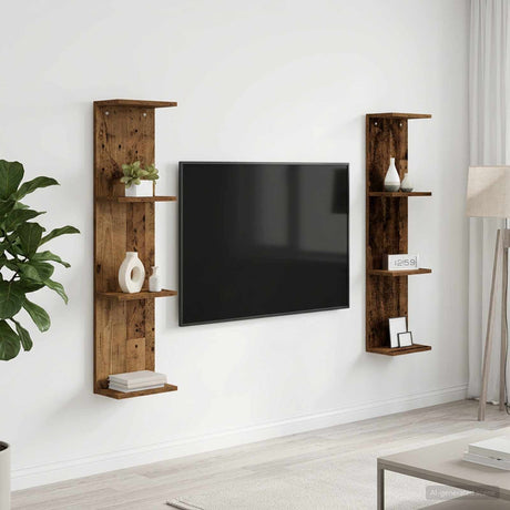 Vidaxl wandplank 2 st oud hout 25 x 15 x 100 cm bewerkt hout
