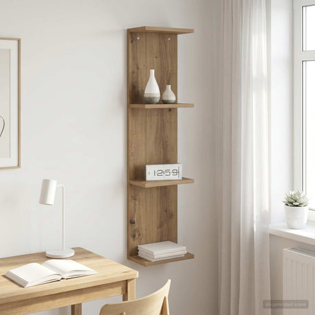 Vidaxl wandplank artisanaal eiken 25 x 15 x 100 cm bewerkt hout