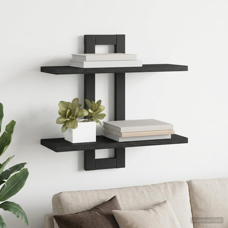 Vidaxl zwevende schappen zwart eiken 40 x 15 x 40 cm bewerkt hout