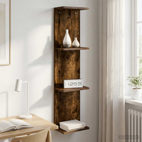 Vidaxl wandplank gerookt eiken 22 x 15 x 100 cm bewerkt hout