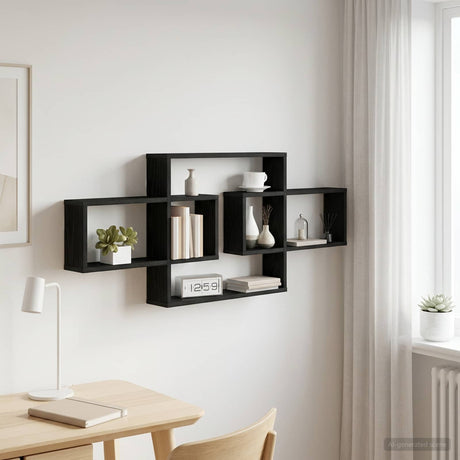 Vidaxl wandplank zwart eiken 130 x 10 x 50 cm bewerkt hout