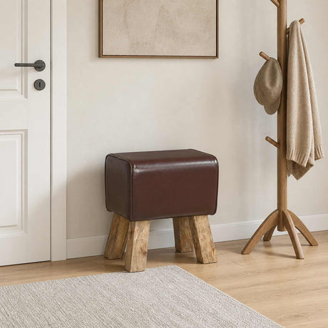 Vidaxl bank 40 x 30 x 45 cm echt leer donkerbruin