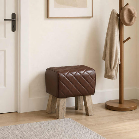 Vidaxl bank 40 x 30 x 45 cm echt leer bruine diamant