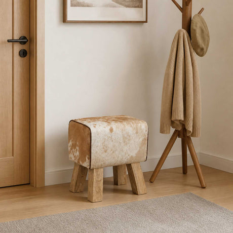 Vidaxl bank 40 x 30 x 45 cm echt leer bruin en wit