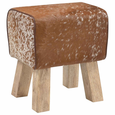 Vidaxl bank 40 x 30 x 45 cm echt leer bruin en wit