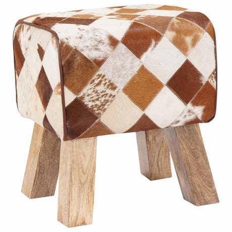 Vidaxl bank 40 x 30 x 45 cm echt leer bruine patchwork