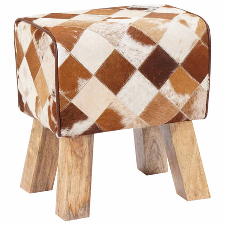 Vidaxl bank 40 x 30 x 45 cm echt leer bruine patchwork