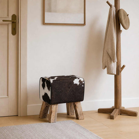 Vidaxl bank 40 x 30 x 45 cm echt leer zwart en wit