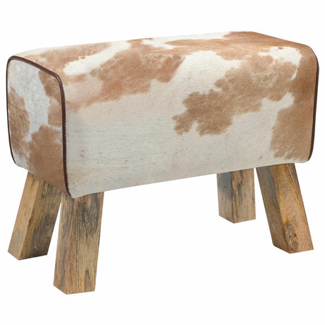 Vidaxl bank 60 x 30 x 45 cm echt leer bruin en wit