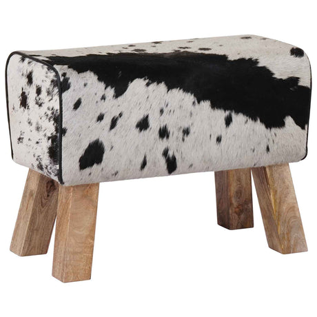 Vidaxl bank 60 x 30 x 45 cm echt leer zwart en wit