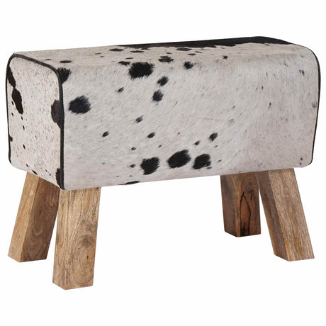 Vidaxl bank 60 x 30 x 45 cm echt leer zwart en wit