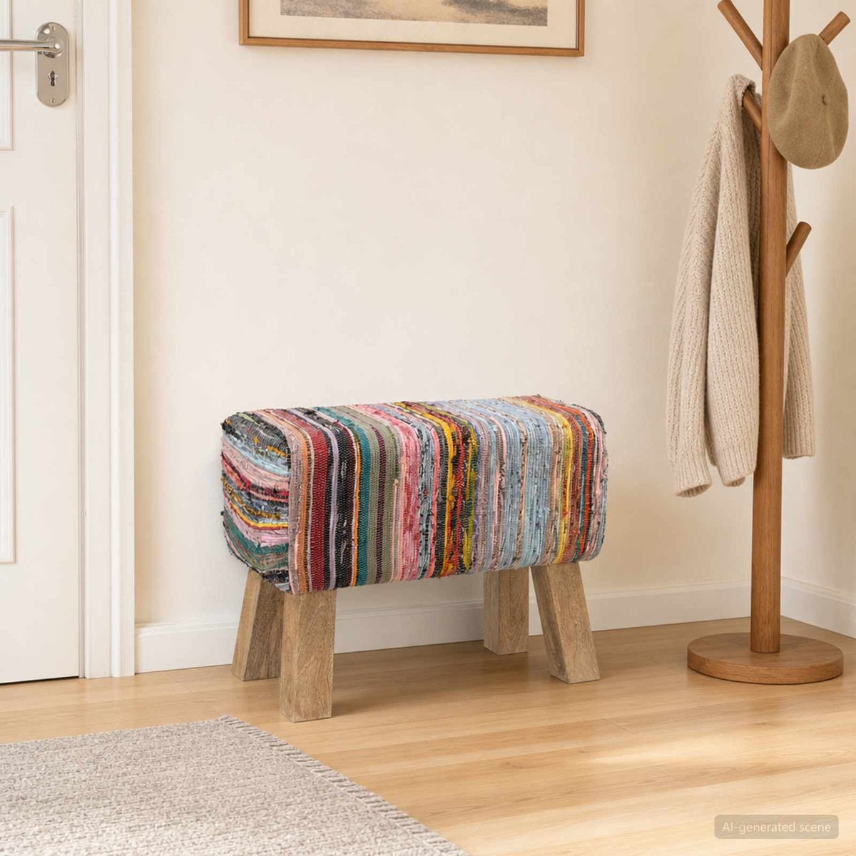 Vidaxl bank 60 x 30 x 45 cm echt leer meerkleurig