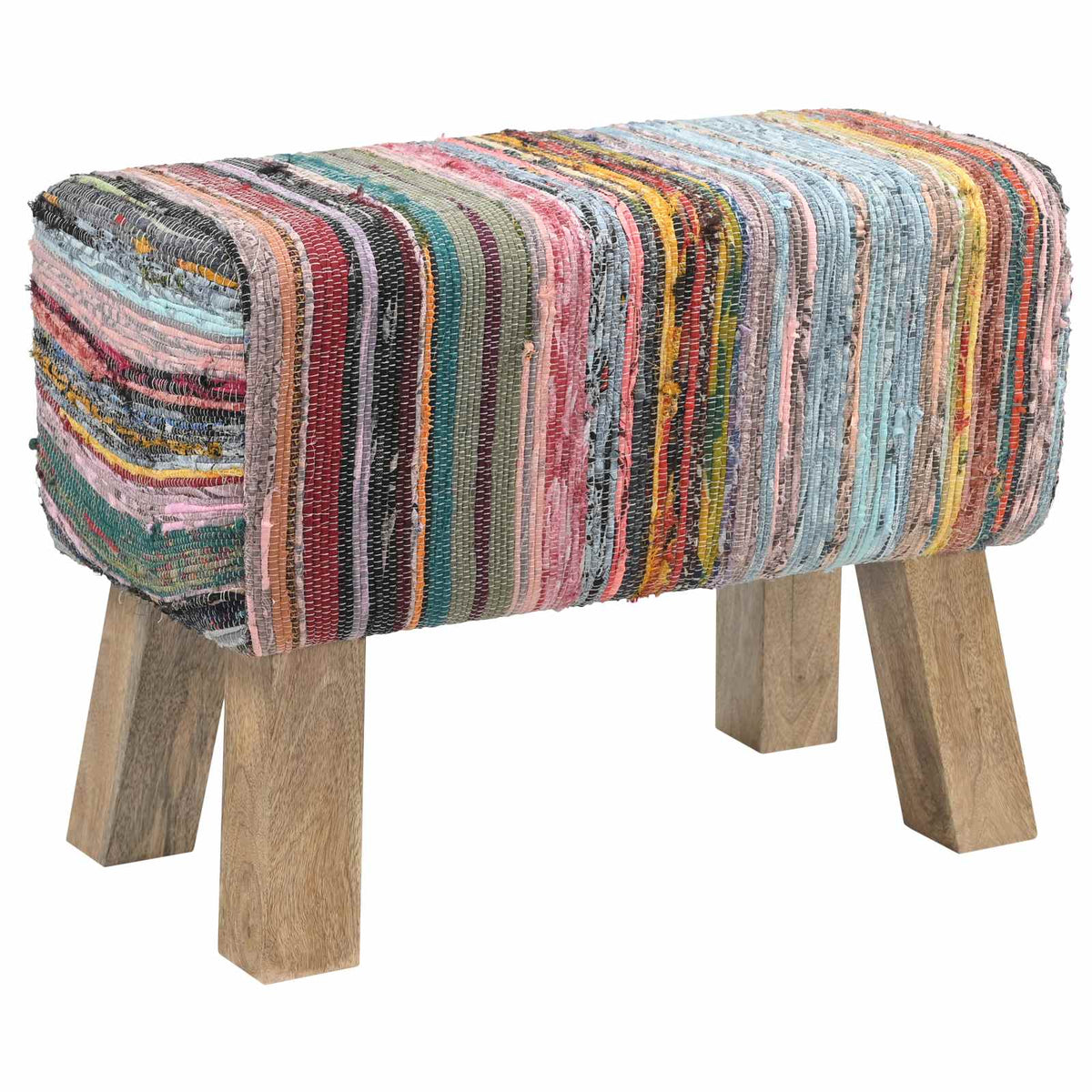 Vidaxl bank 60 x 30 x 45 cm echt leer meerkleurig