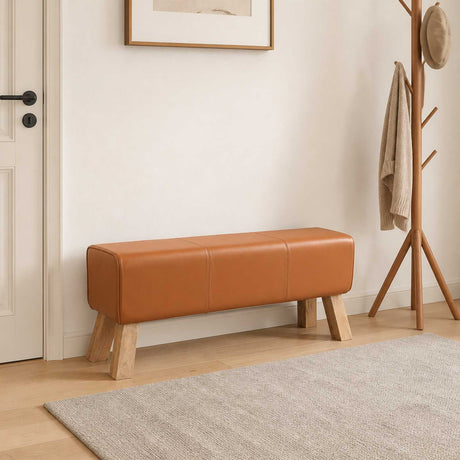 Vidaxl bank 110 x 30 x 45 cm echt leer bruin
