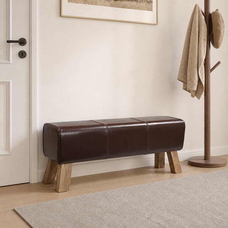 Vidaxl bank 110 x 30 x 45 cm echt leer donkerbruin