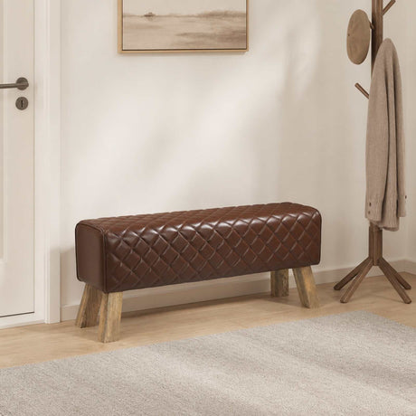 Vidaxl bank 110 x 30 x 45 cm echt leer bruine diamant