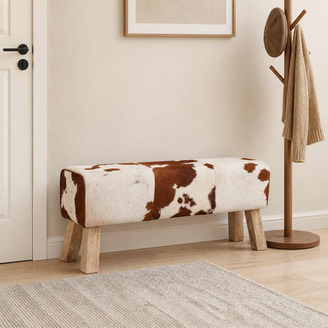 Vidaxl bank 110 x 30 x 45 cm echt leer bruin en wit
