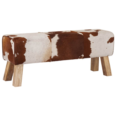 Vidaxl bank 110 x 30 x 45 cm echt leer bruin en wit