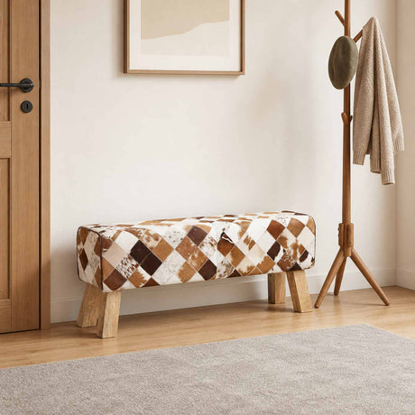 Vidaxl bank 110 x 30 x 45 cm echt leer bruine patchwork