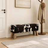 Vidaxl bank 110 x 30 x 45 cm echt leer zwart en wit