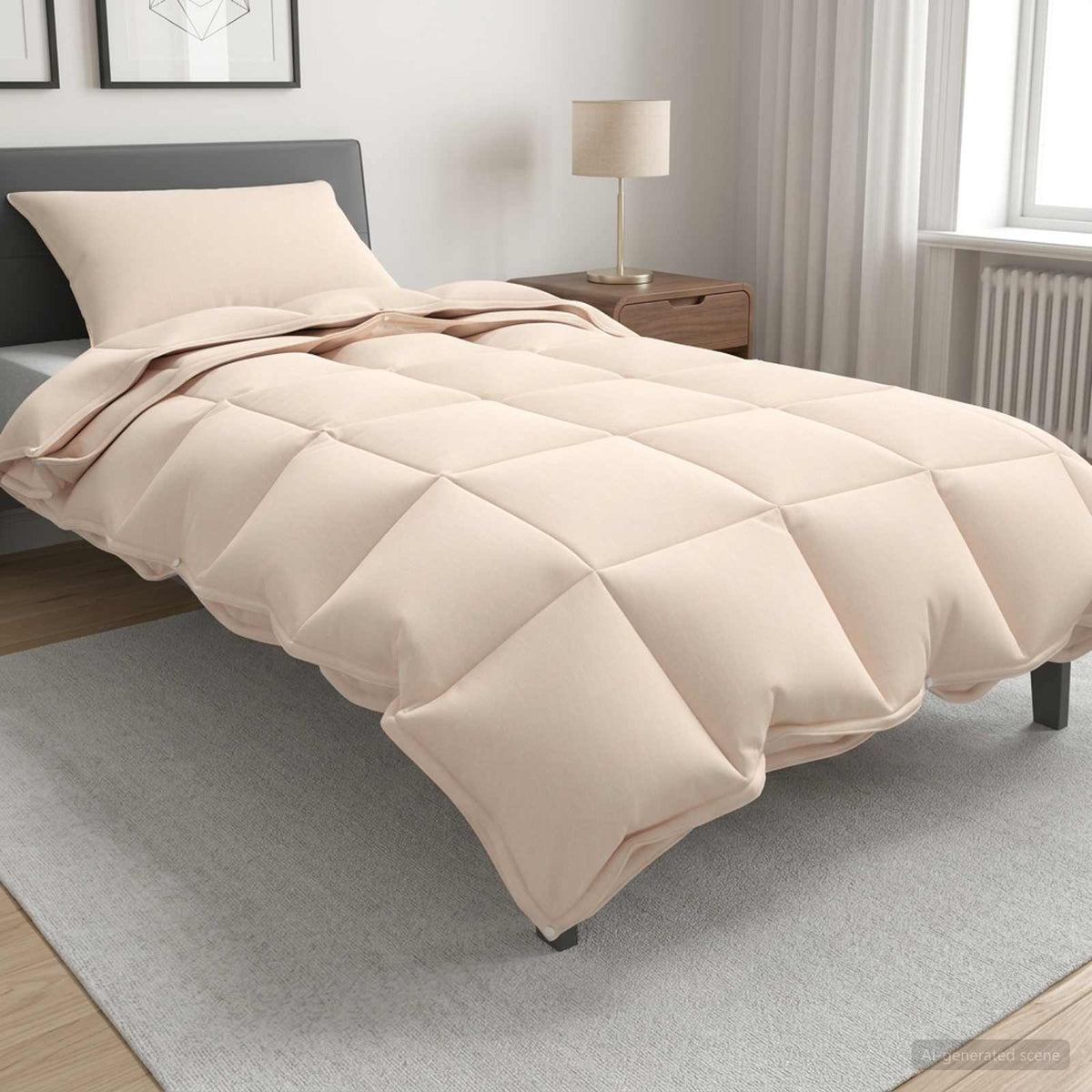 Vidaxl dekbedset beige 137 x 200 cm katoen, kapok, polyester