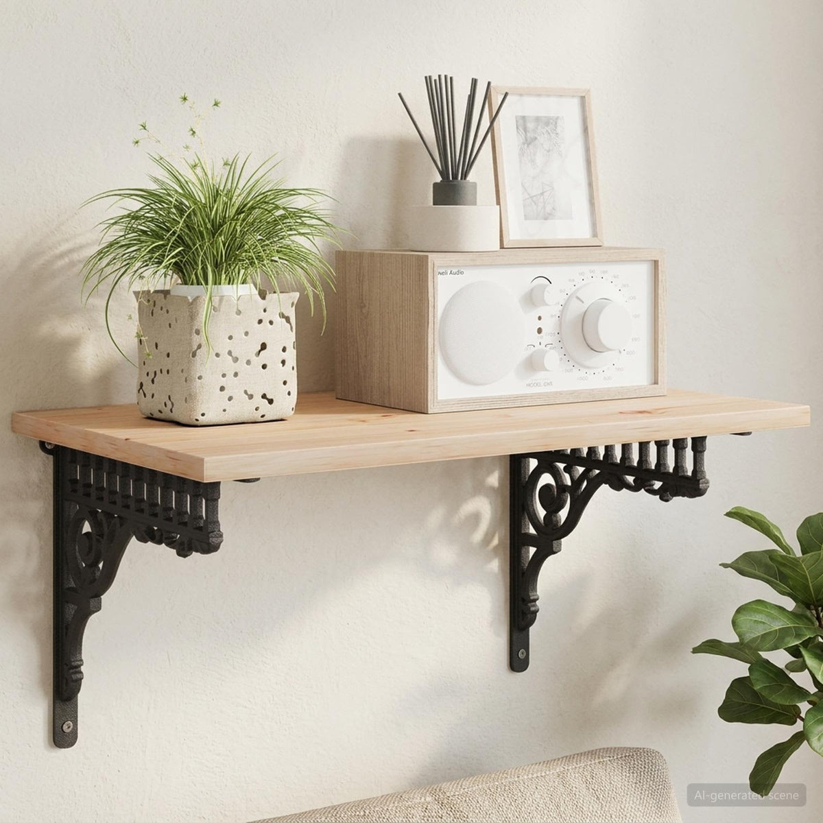 Vidaxl wandplank beugels 12 st zwart 27,5 x 23 x 4 cm staal