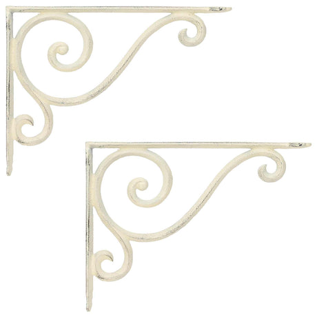 Vidaxl wandplank beugels 2 st antiek wit 12 x 14 x 3 cm staal