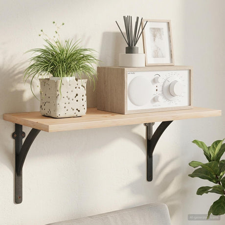 Vidaxl wandplank beugels 2 st zwart 10 x 10 x 3 cm staal