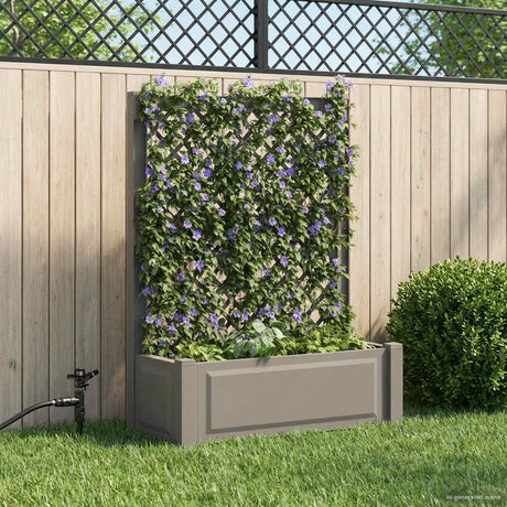 Vidaxl grote plantenbak met trellis pp grijs