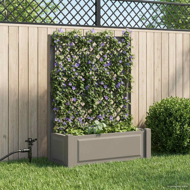 Vidaxl grote plantenbak met trellis pp grijs