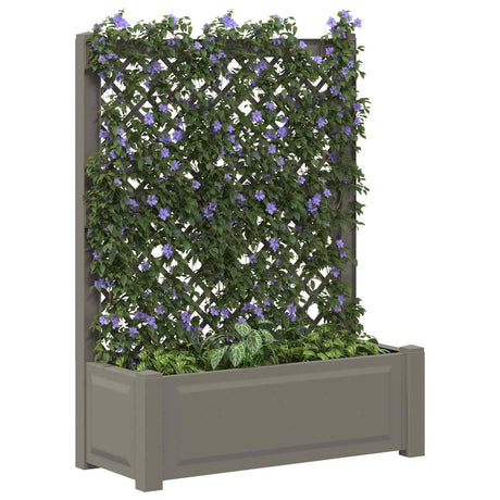Vidaxl grote plantenbak met trellis pp grijs