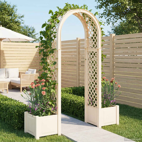 Vidaxl rozenboog met planter wit 168,5 x 43 x 207 cm pp