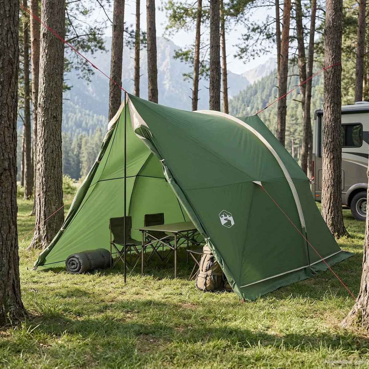 Vidaxl waterdichte tent groen 185t polyester met pu coating
