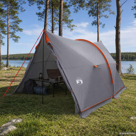Vidaxl waterdichte tent grijs en oranje 185t polyester met pu coating