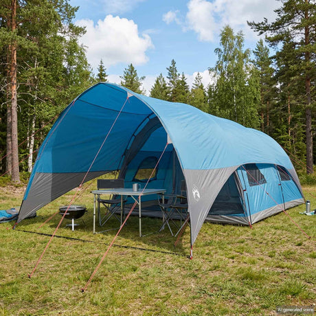 Vidaxl tunnel tent met waterdichte regenhoes 10-persoons blauw