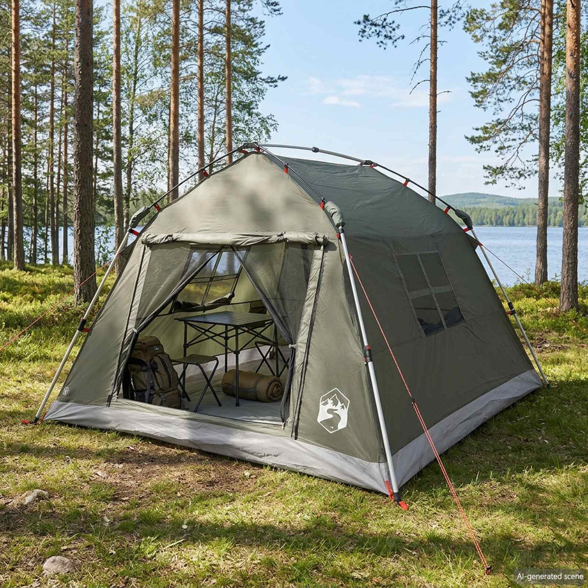 Vidaxl instant tent water-resistant 3-persoons legergroen