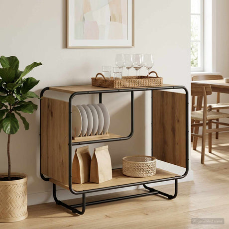 Vidaxl dressoir artisanaal eiken 80 x 37.5 x 64.5 cm bewerkt hout