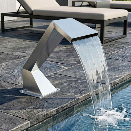 Vidaxl zwembadwaterval met rgb-leds roestvrij staal 63,5 x 29 x 51 cm