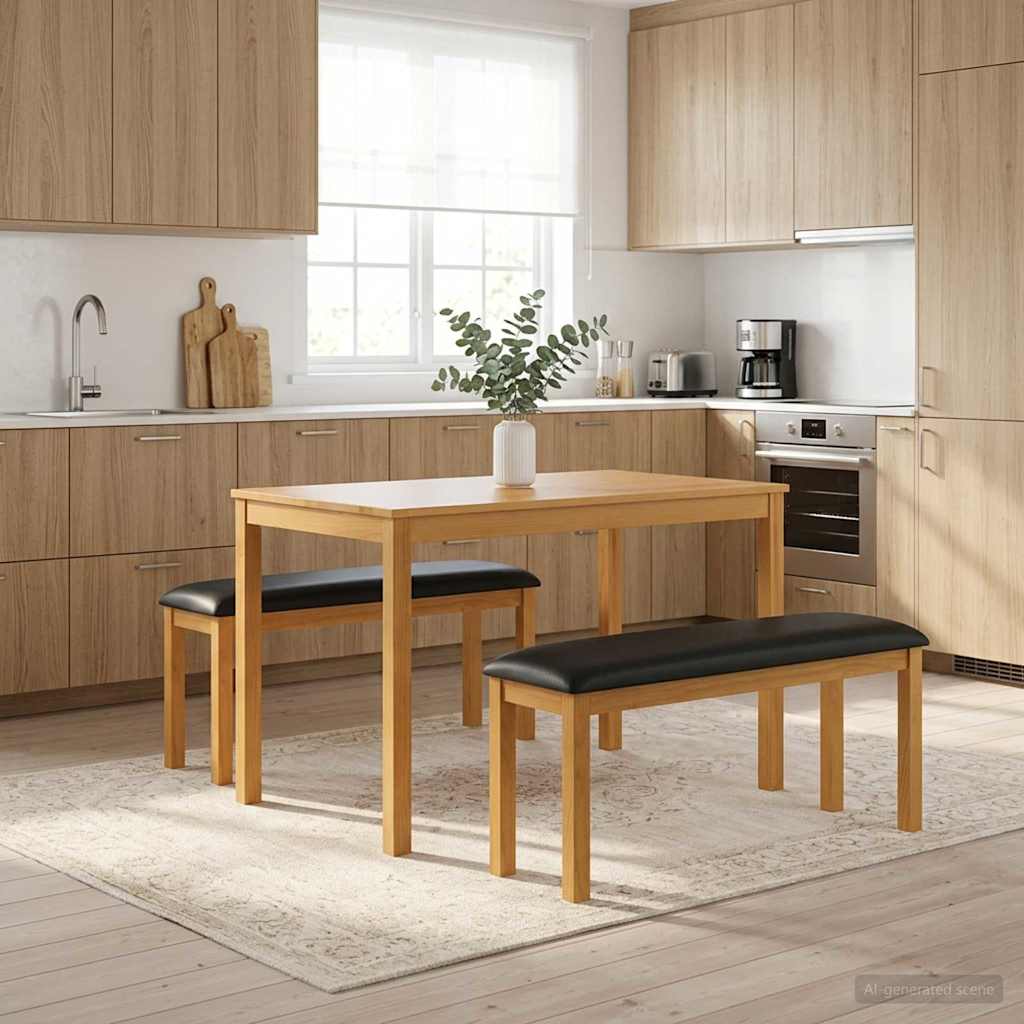 Vidaxl eetbank 95 x 32 x 45 cm massief eikenhout zwart