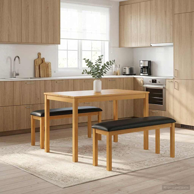 Vidaxl eetbank 95 x 32 x 45 cm massief eikenhout zwart