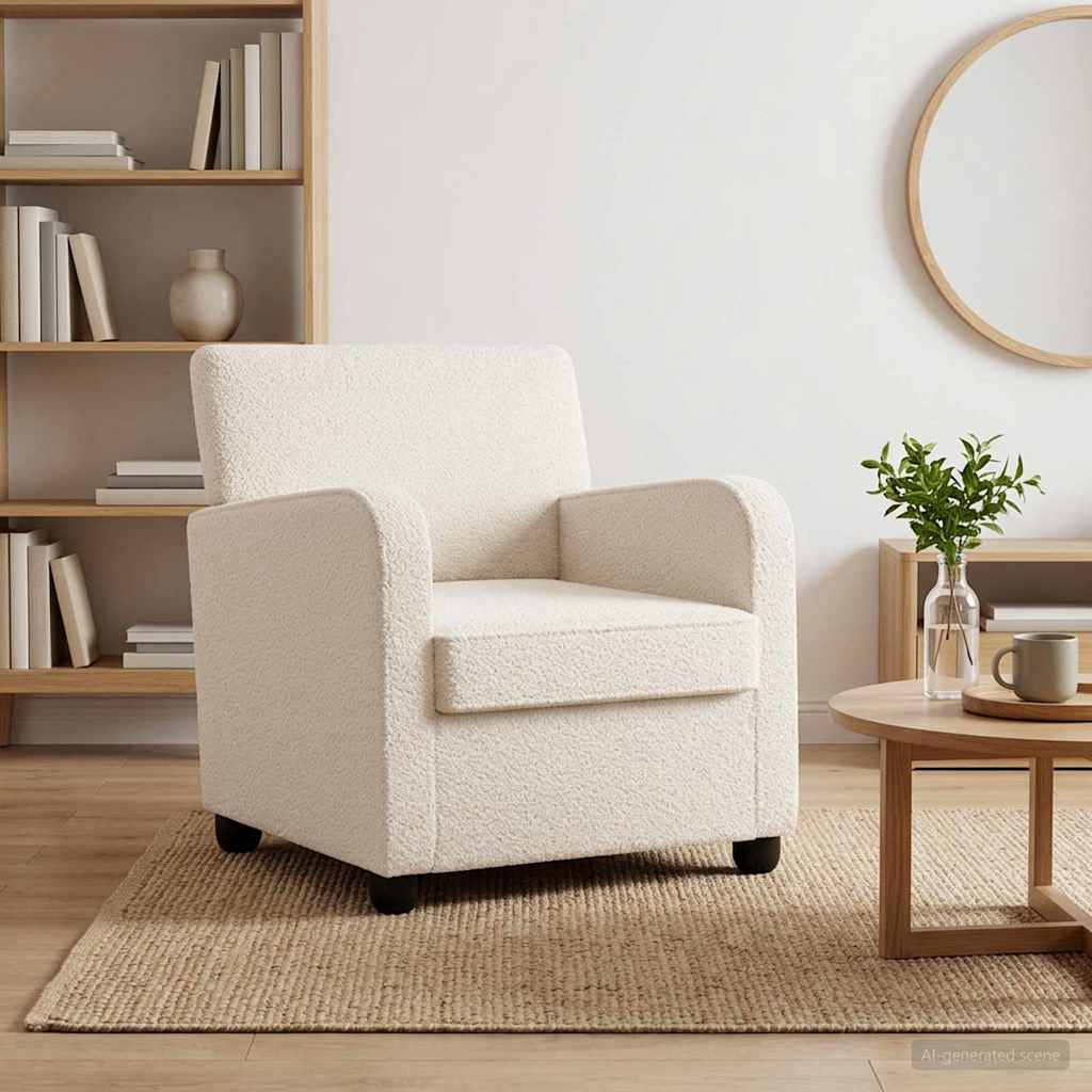 Vidaxl fauteuil crèmekleurig kunstlamswol