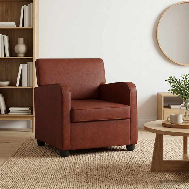 Vidaxl fauteuil antiek glanzend bruin kunstleer