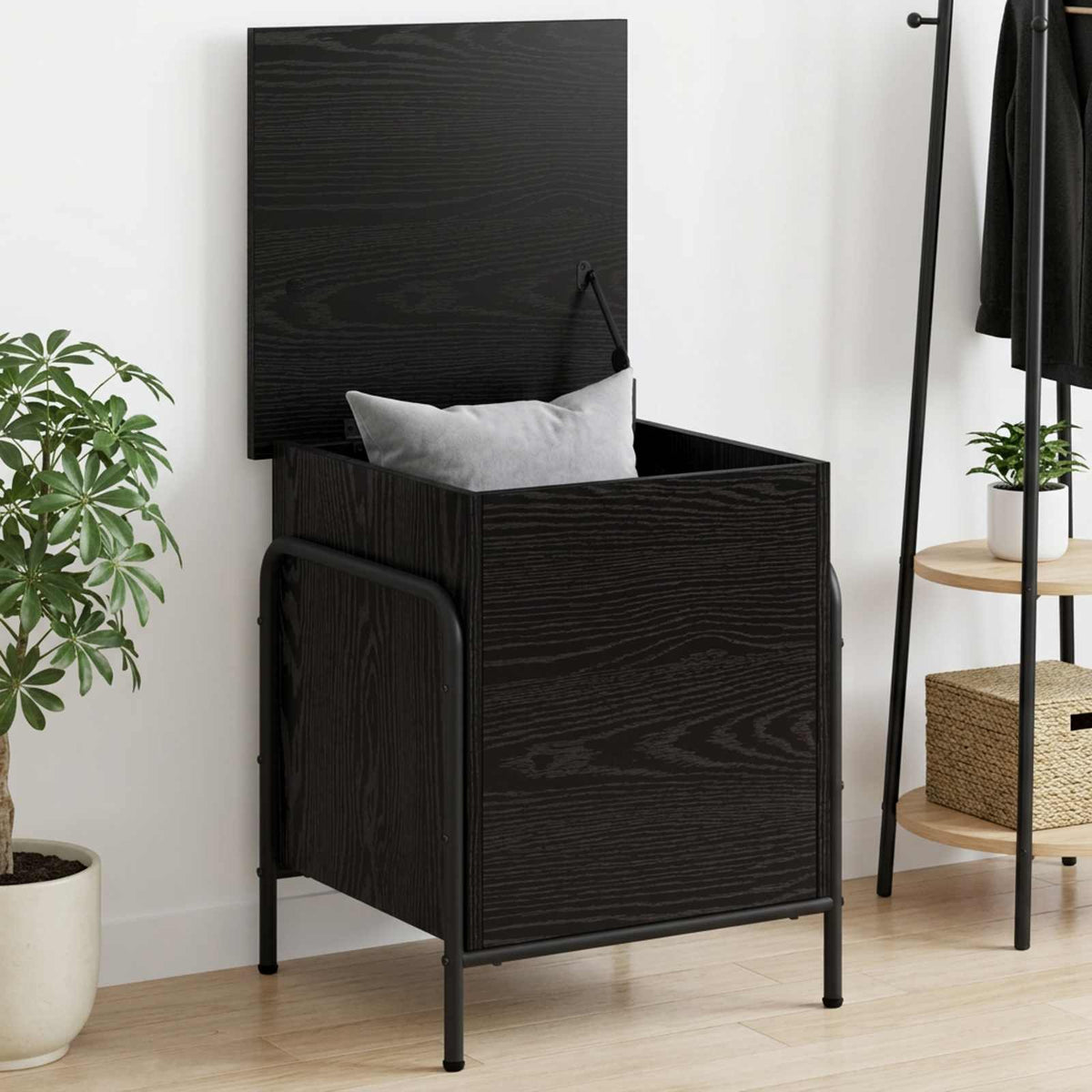 Vidaxl opbergbox zwart eiken 80 x 40 x 49,5 cm bewerkt hout