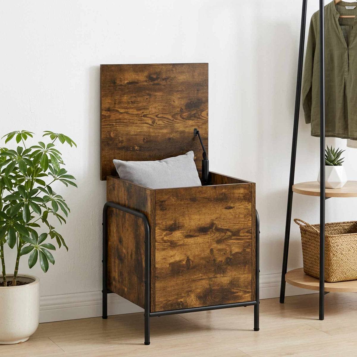 Vidaxl opbergbox gerookt eiken 80 x 40 x 49,5 cm bewerkt hout