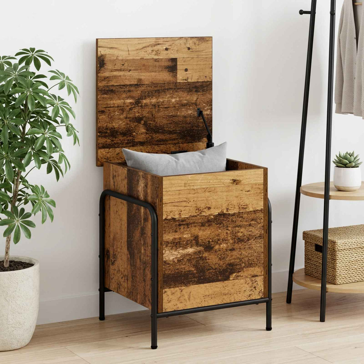 Vidaxl opbergbox oud hout 80 x 40 x 49,5 cm bewerkt hout