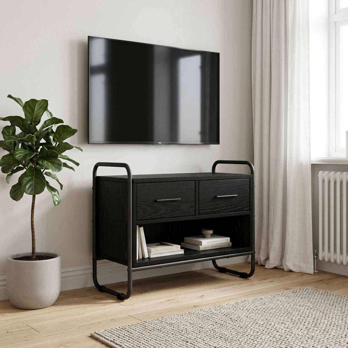 Vidaxl tv-meubel 60 x 30 x 50 cm zwart eiken bewerkt hout