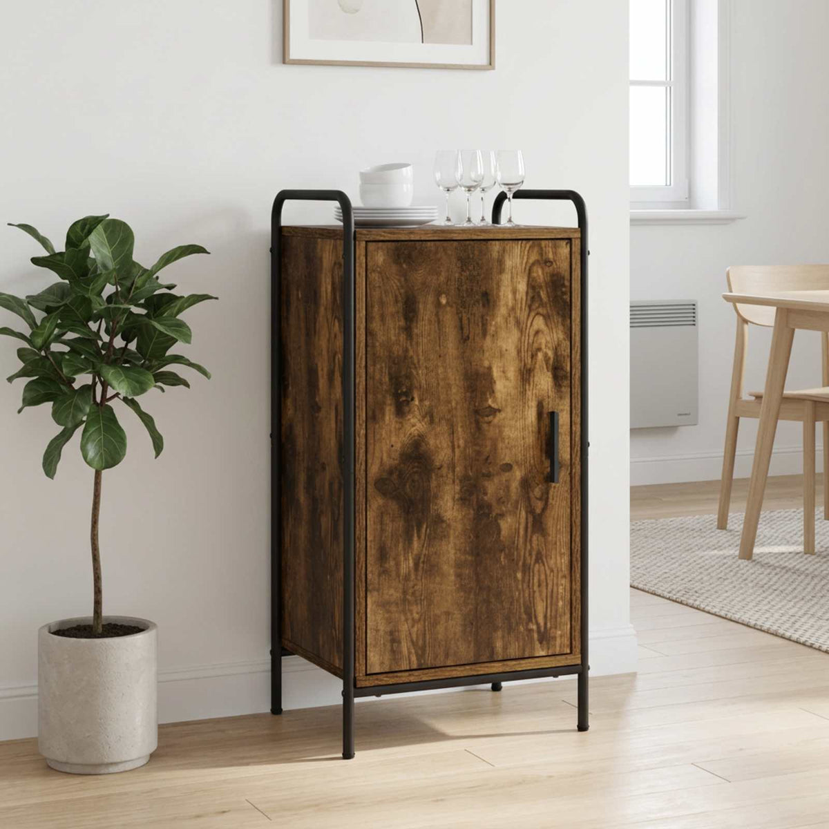 Vidaxl dressoir gerookt eiken 97 x 33 x 81 cm bewerkt hout