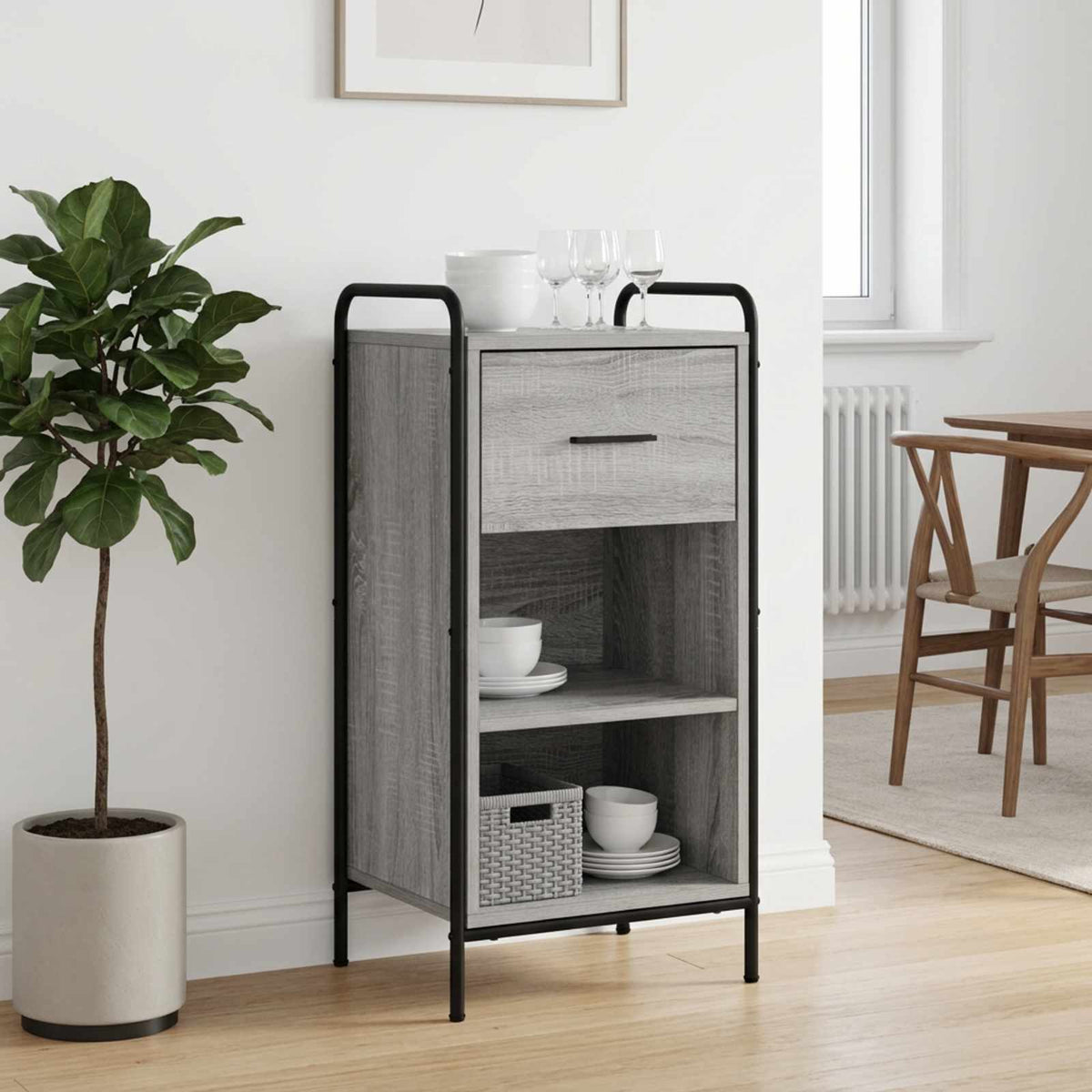 Vidaxl dressoir grijs sonoma 97 x 33 x 81 cm bewerkt hout