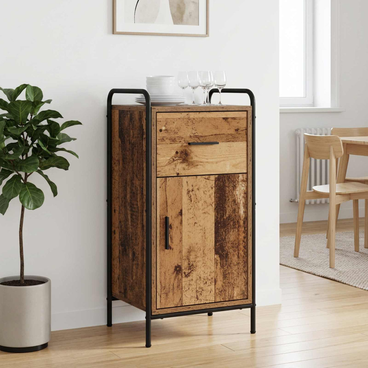 Vidaxl dressoir oud hout 97 x 33 x 81 cm bewerkt hout