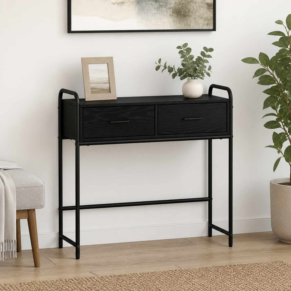 Vidaxl consoletafel zwart eiken 90 x 33 x 80,5 cm bewerkt hout